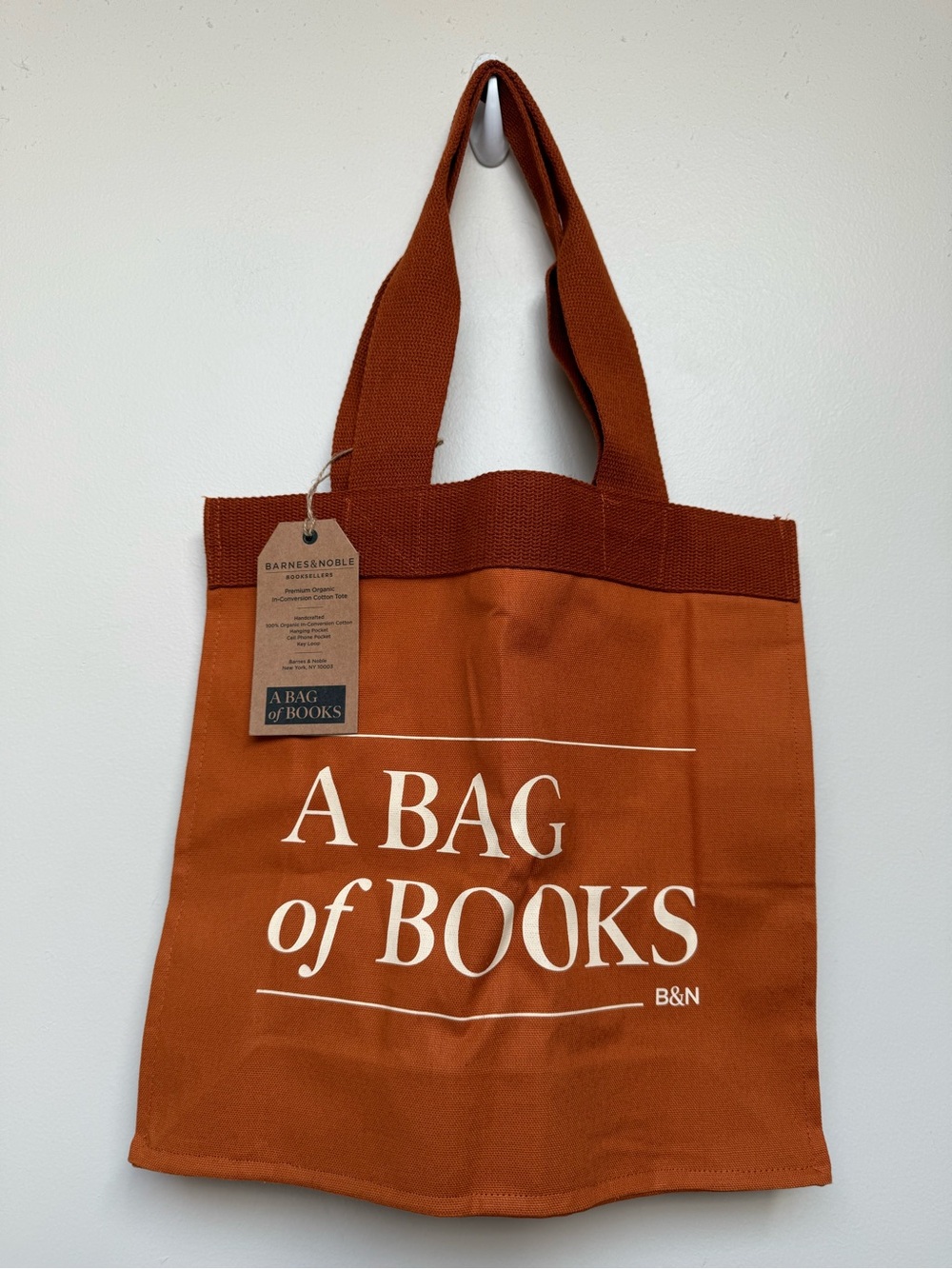 Barnes & Noble A Bag of Books Organic Cotton Tote Rust Orange